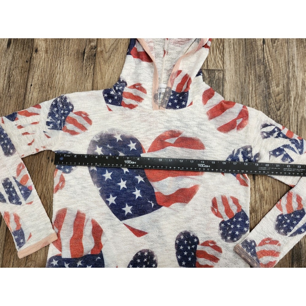 Women's Hoodie Made in USA Knit Sheer Heart Red White Blue America Patriot - Picture 6 of 6